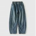 thumbnail image 5 of Cowsor Kids Girls Jeans Washed Elastic Waist Wide Leg Baggy Pants, 5 of 7