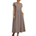 thumbnail image 1 of Vestido midi Zhyaj, holgado, túnica de verano, playa, con bolsillos, algodón, 1 of 7