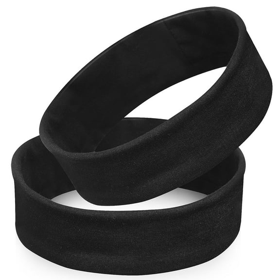 Uonlytech Sweat Headband Black Cotton for Exercise and Hair Styling 2Pcs