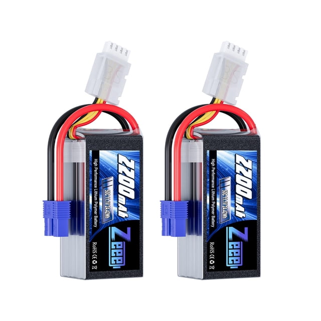 Zeee 3S Shorty Lipo 2200Mah 11.1V Batería 50C Paquete pequeño con enchufe Ec3 para Rc Coche Camión Vehículos Rc Barco Drone Rc Avión Quadcopter Helicóptero FPV Racing Hobby Modelos (paquete de 2)