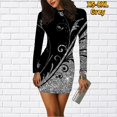 thumbnail image 2 of Jupe Midi à la Mode Robe Coupe-Vent Contractée Automne Hiver Femmes Col Rond Jupe à Manches Longues Nouveau Design Jupe Courte Imprimée, 2 of 7