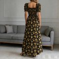 thumbnail image 4 of ASEIDFNSA Women Floral A Line Dress Square Neck Puff Sleeve Smocked Summer Midi Dress, 4 of 4