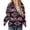 Black, variant on Women's Western Aztec Print Sherpa Fleece Shacket Snap Button Down Jacket with Pockets