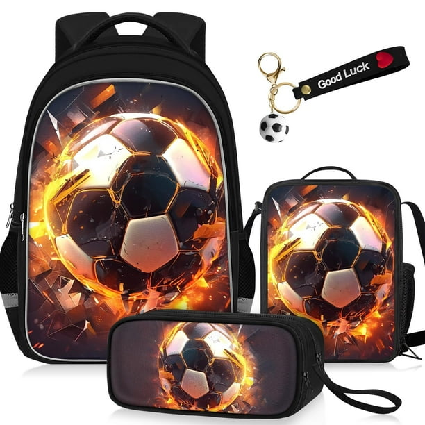 Set de mochilas escolares TILYTADLY Boys Soccer 17 pulgadas