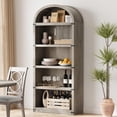 thumbnail image 4 of Librería Arqueada de 5 Estantes con Puertas, Librero Alto de Estilo Campestre para Oficina en Casa, Estante de Exhibición de Madera, 4 of 8