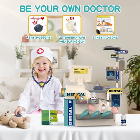 JoyStone Toy Doctor Kit, Interactive Pretend Play Medical Set with Lights & Sounds, Educational Toy for Boys & Girls, Ages 3-5