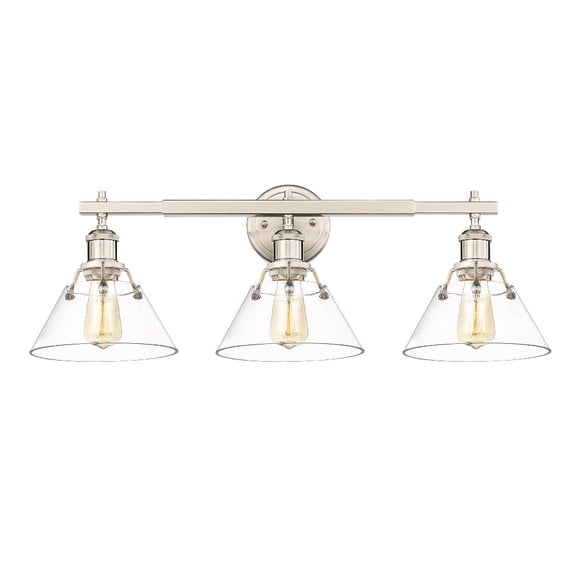 Orwell 3-Light Vanity Light in Pewter with Clear Glass