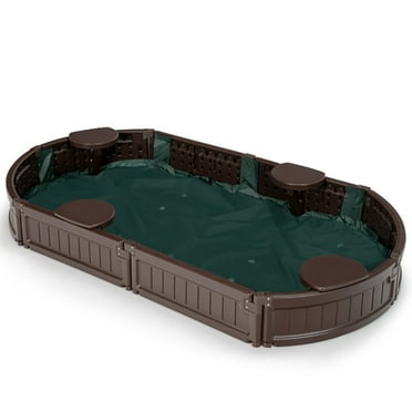 Yardi Yard 6 Feet Kids Oval Sandbox with Built-in Corner Seat and Bottom Liner, Outdoor Kids Sandbox Sand Box, Sandbox Gifts for Children, Outdoor Play Kids Sandbox