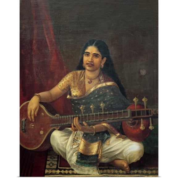 Great BIG Canvas | Rolled Poster Print entitled Young Woman with a Veena