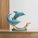 thumbnail image 5 of Estante para botellas de vino, estante individual de resina con estatuas de delfines, soporte para copas de vino y licores. Verde, 5 of 9