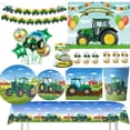 thumbnail image 2 of Decoración de fiesta de cumpleaños para niños, Tractor de granja verde, vehículo excavadora, placa desechable, Pancarta, globos, suministros para Baby Shower, 2 of 5
