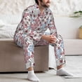 thumbnail image 7 of Honeii Abstract Floral Pattern Mens Pajamas Set,2pcs Men's Lounge Long Sleeve Sleep Shirt and Pajama Bottoms Sleepwear Set,Mens Pjs Sets-Large, 7 of 7