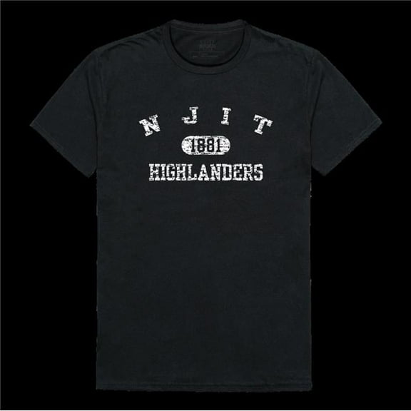 Jersey Institute of Technology Highlanders Distressed Arch College T-Shirt, Black - 2XL