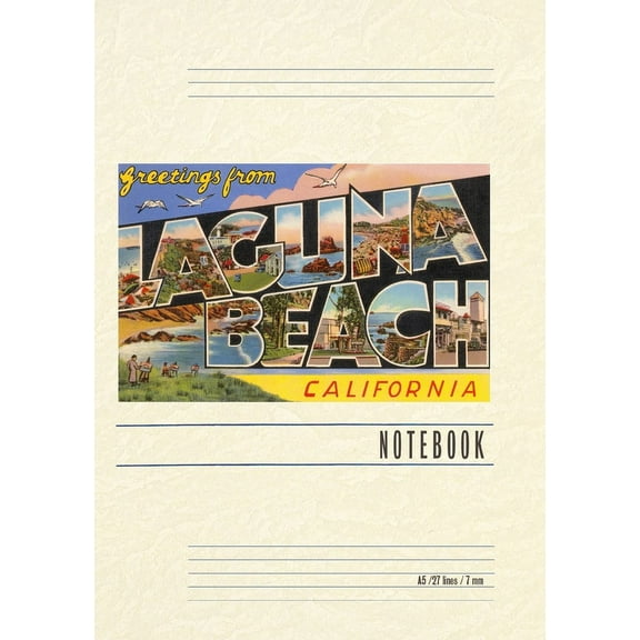 Vintage Lined Notebook Greetings from Laguna Beach, California (Paperback)