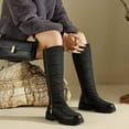 thumbnail image 2 of Winter Knee High Boots Women Fashion Zipper Furry Lined Warm Tall Snow Boots Round Toe Chunky Lug Sole Low Heel Dress Booties, 2 of 6