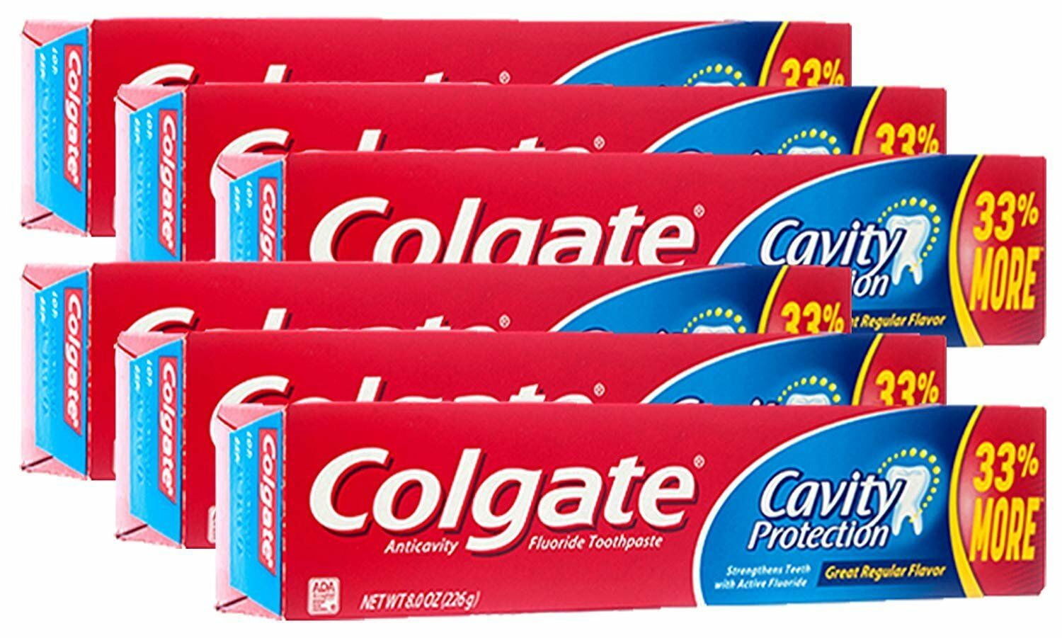 Colgate Cavity Protection Strengthens Teeth w/ Active Flouride, 6oz, 6-Pack