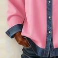 thumbnail image 7 of successthop Denim Patchwork Jacket Women Casual Button Up Crewneck Outfits Long Sleeve Clothes Panel Festival Outwear, 7 of 7