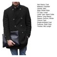 thumbnail image 7 of Men Woolen Coat Mid Length Double Breasted Stand Collar Outerwear Autumn Winter British Style Windbreaker Overcoat Streetwear, 7 of 7