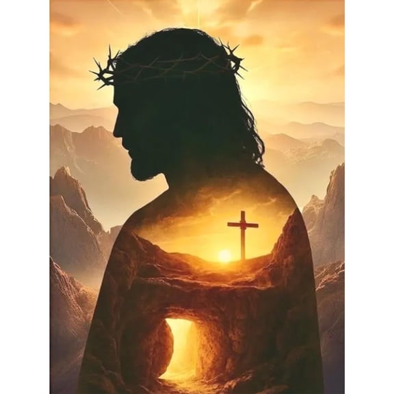 Jesus Diamond Art Kits for Adults, 5D Religious Cross Diamond Painting Kits for Beginners, DIY Round Full Drill Diamond Dot Gem Art Kits for Home Decor 12 X 16 Inch