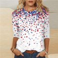 thumbnail image 2 of SELONE Fourth of July Print Going Out Tops For Women Star Pullover Crewneck 3/4 Sleeve Shirts Patriotic Graphic Wear, 2 of 5