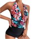 thumbnail image 1 of Bikini sin espalda con estampado de bloques de color cómodo para mujer, traje de baño de una pieza, conjunto de ropa de playa OAVQHLG3B Store lin121212, 1 of 3