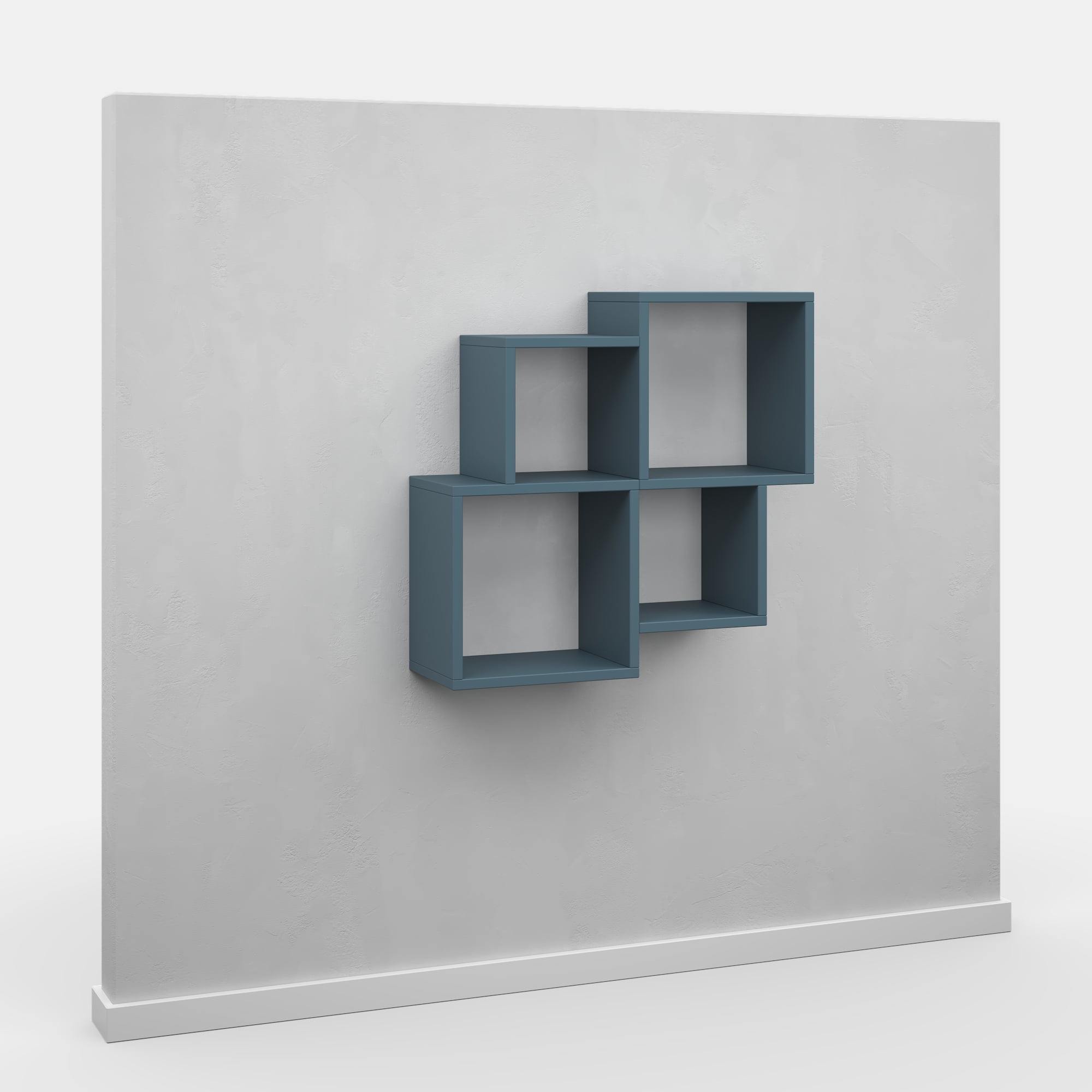 Ada Home Decor Furniture 39.37" 2 Tier Petrol Blue Watkins Modern Wall Shelf