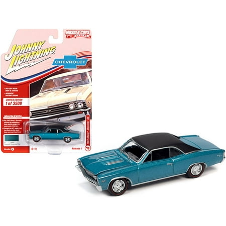 1967 Chevrolet Chevelle SS Emerald Turquoise Metallic w/Flat Black Top Ltd Ed 3508pcs 1/64 Diecast Model Car by Johnny Lightning
