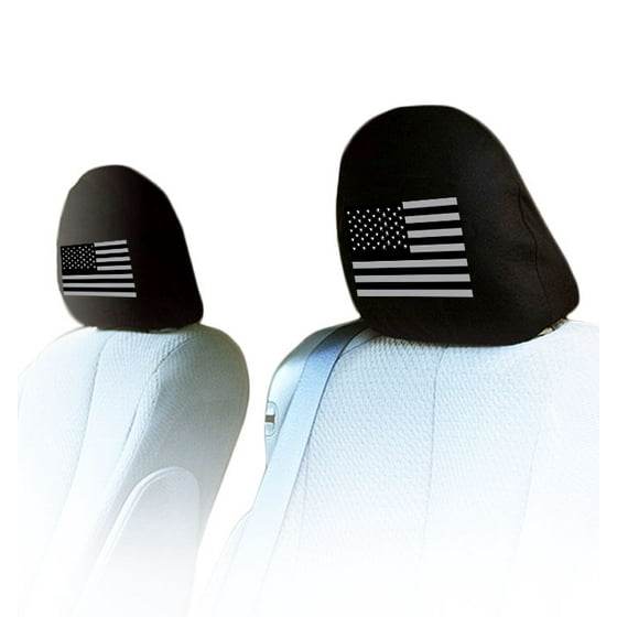 New Interchangeable American Flag Design Car Seat Headrest Covers Universal Fit For Cars Vans Trucks Sold By A Pairs