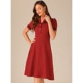 thumbnail image 4 of DARING DIVA Women's Ruffled Peter Pan Collar Midi Dresses XS Red, 4 of 6