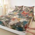 thumbnail image 4 of Homewish Watercolor Tie Dye Bed Sheets,Abstract Grunge Full Size Sheets,4 Pieces,1 Flat Sheet, 1 Fitted Sheet and 2 Pillowcases, 4 of 6