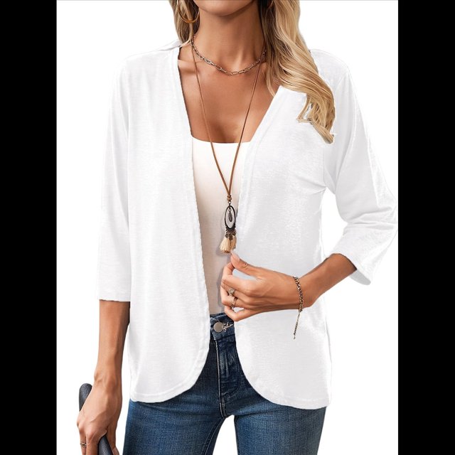 Cárdigan para Mujer, Cuartos, Color Liso, Informal, Chaqueta Corta, 2025 L