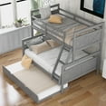 thumbnail image 4 of Bellemave Twin Over Full Bunk Bed with Trundle, Solid Wood Bunk Bed Frame with Ladder and Safety Guardrail, for Teens Adults (Grey), 4 of 12