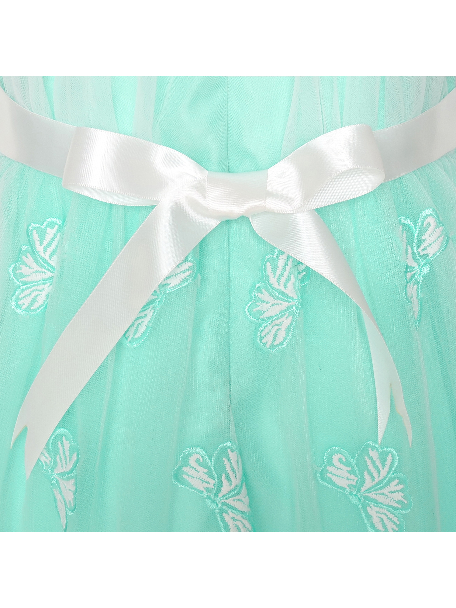 Girls Dress Turquoise Butterfly Embroidered Halter Dress Party 5 - image 5 of 7