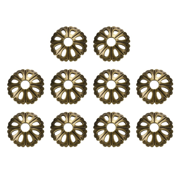 Uxcell 10 paquetes de placa de respaldo para pomo de gabinete, arandelas de placa de respaldo radial de forma porosa de 0.98 pulgadas, junta de decoración clásica para puertas de cajones de gabinete