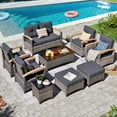 thumbnail image 4 of MEISSALIVVE 9 Pieces Outdoor Patio Furniture Sets,PE Wicker Patio Conversation Sets with 2 Wood Armrests Swivel Rocker Chairs,2 Single Chairs, 2-seat Sofa and Coffee Table(Gray), 4 of 8