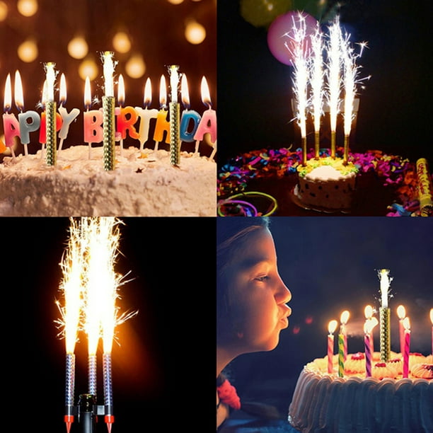 4 bougies d'ambiance  fontaine d'artifice pour gâteau d'anniversaire,  durée 60 secondes, Sans Parfum : : Cuisine et Maison