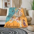 thumbnail image 3 of Map of Netherlands Blanket Dutch Landmarks Holland Food Windmill Blue Yellow Throw Blanket Decor Cozy Warm for Home Bedroom Sofa Office 50"x60", 3 of 6