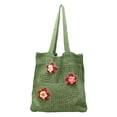 thumbnail image 2 of Bolso de axila para mujer Bolsas de malla hueca con flor tridimensional (verde), 2 of 8