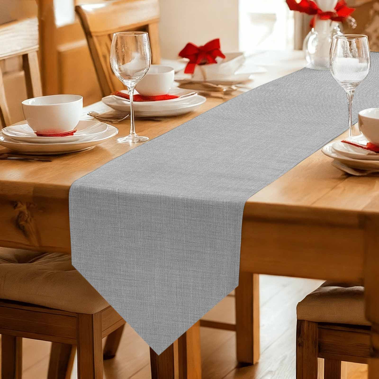 Grey Burlap Texture Table Runner Linen Burlap Table Runner 36 Inches Small Farmhouse Vintage Gray Dresser Scarves for Kitchen Island Coffee Dining Room Party Wedding Holiday Decoration 13"x36"