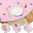thumbnail image 4 of Red Strawberry Plants Flower Pink Pattern Round Fitted Tablecloth with Elastic Edge,Dining Table Cover Waterproof,Outdoor Round Tablecloth for Camping,Dining,Indoor and Outdoor, 4 of 7