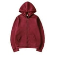 thumbnail image 6 of Mens Long Sleeve Zip-up Hoodie With Kanga Pocket Wine 3XL, 6 of 6