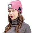thumbnail image 2 of Viworld Wireless Musical Beanie Hat with Light, LED Headphone Running Beanie, Unisex Winter Warm Knit Cap for Sports Outdoors (Pink), 2 of 7