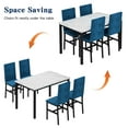 thumbnail image 6 of LinkRomat Dining Table Set for 4, Modern Faux Marble Kitchen Table with 4 Velvet Chairs, Space Saving Dinette Set for Dining Room, White & Blue, 6 of 11