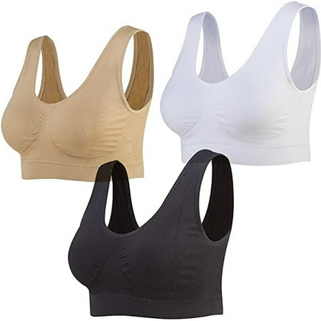 

Gaiseeis 3-Pack Seamless Sports Bra Wirefree Yoga Bra with Removable Pads for Women Multicolour XXXL