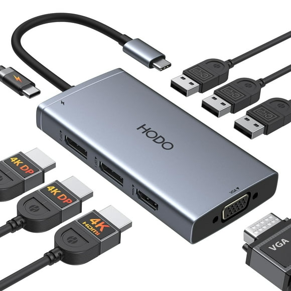USB C Docking Station Dual Displayport, Docking Station Dual Monitor for Dell HP, Laptop Docking Station 3 Monitors USB C Hub Adapter with 2 DP Ports, HDMI, VGA, Ethernet