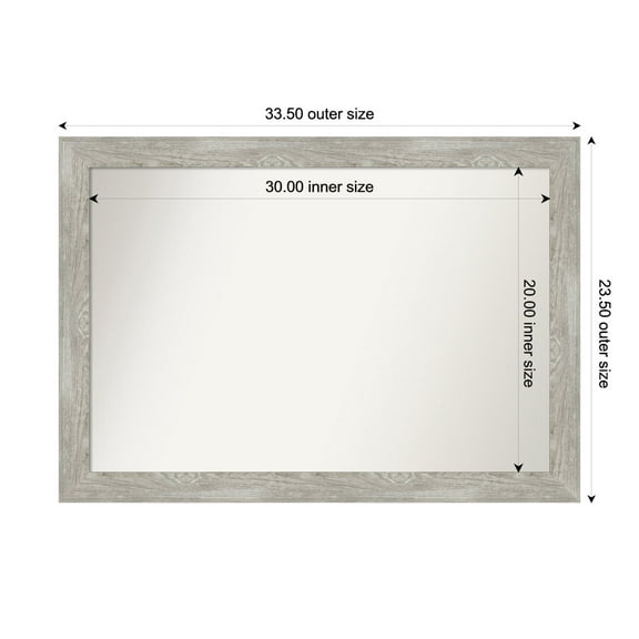 Amanti Art Custom Wall and Bathroom Mirror (23.5 x 33.5 in.), Dove Greywash Narrow Frame