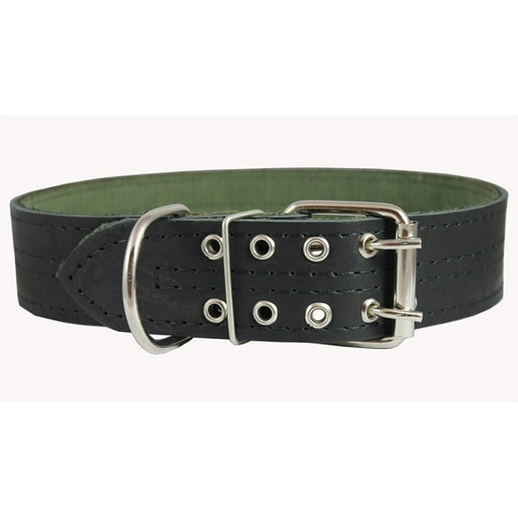 Genuine Leather Dog Collar, Padded, Black 1.75' Wide. Fits 23'-27' neck size Great Dane Mastiff