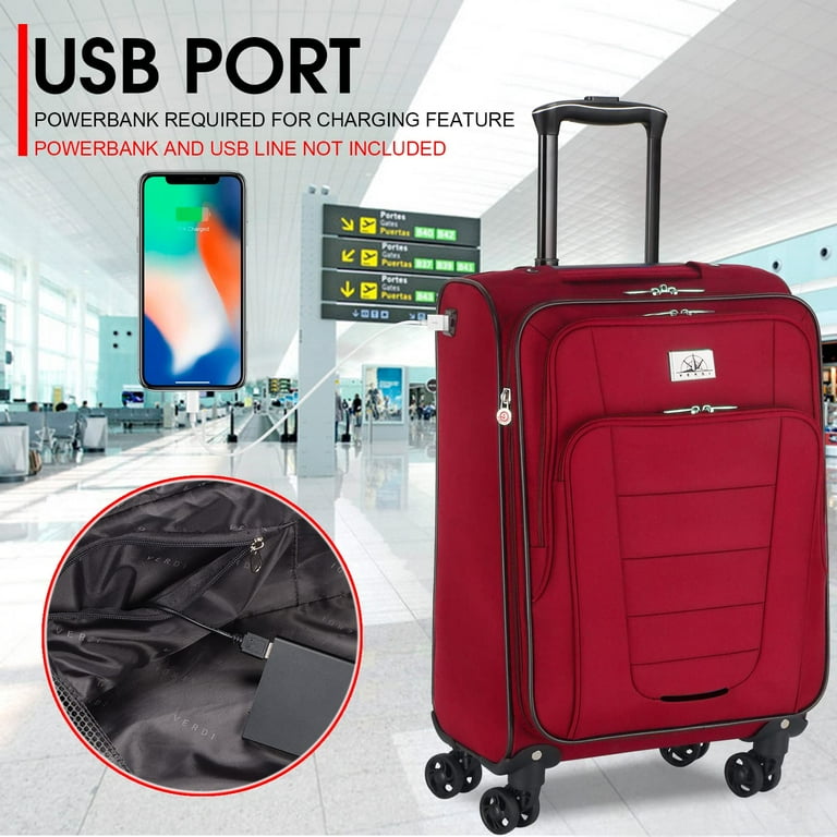 Verdi Travel Expandable Softshell Luggage Set 2 Piece Lightweight