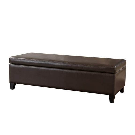 Stratford Brown Leather Storage Ottoman