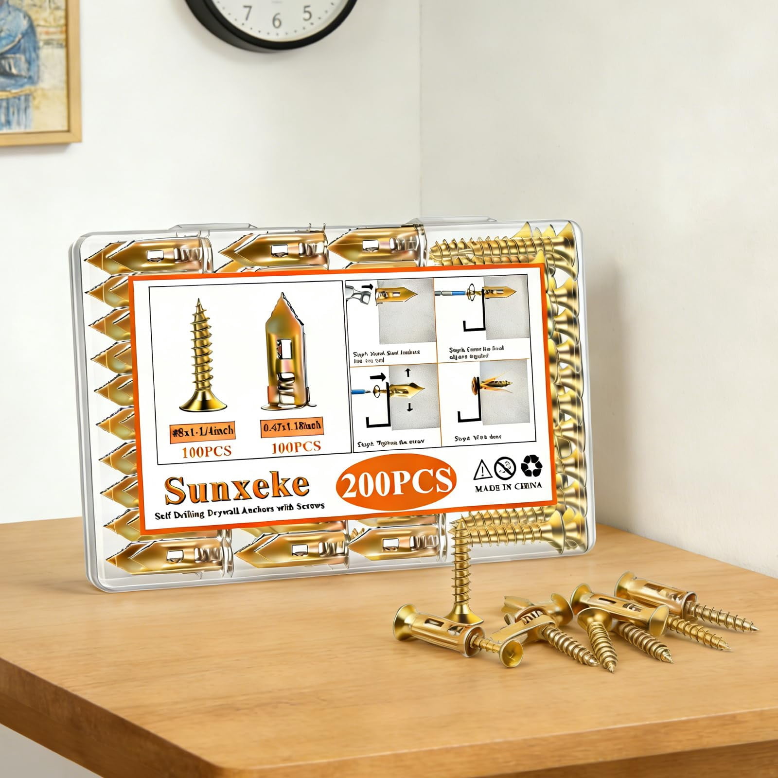 410 PCS Self Drilling Drywall Anchors with Screws Kit - 2 Sizes Sheetrock Anchors & 4 Sizes Zinc Expansion Screws,2025 Upgraded Zinc Plated Steel,No Drill Needed, Holds Up to 66LB on Walls